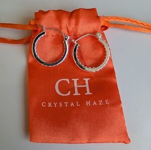 Crystal Haze Silver Hoop Earrings